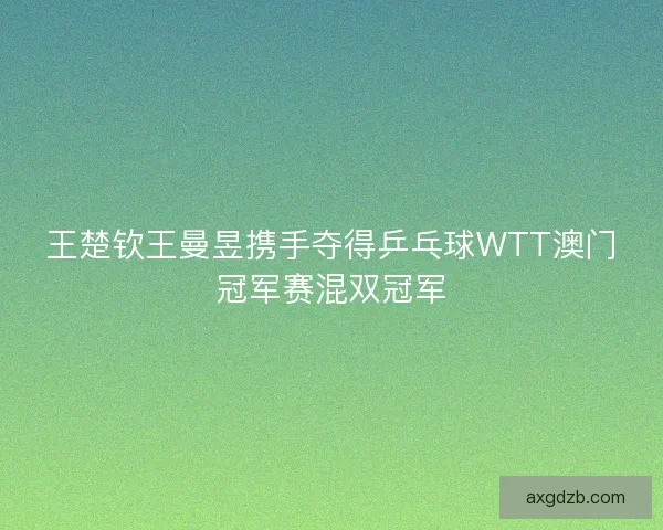 王楚钦王曼昱携手夺得乒乓球WTT澳门冠军赛混双冠军